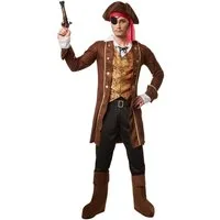 dressforfun Piraten-Kostüm Seeräuber, auch Freibeuter, Gr. L, Hemd mit V-Kragen zum Schnüren, in braun, Lange Hose mit Gummizug und großzügige Stiefelstulpen