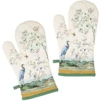 Clayre & Eef Topfhandschuhe Birds in Paradise, (Set, 2-tlg., 2-teilig), Ofenhandschuhe wattiert Größe: ca.18x30cm