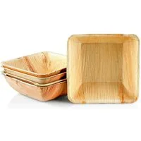 wisefood Einwegteller Palmblatt Teller quadratisch tief 10x10cm, (50 St)