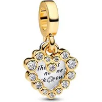 Pandora Bead 763765C01, Doppelter Anhänger Funkelndes Herz Goldfarben