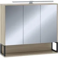 Vicco Badezimmerspiegelschrank Vionna, Eiche/Schwarz, 80 x 71.5 cm mit LED-Licht (1-St)