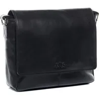 SID & VAIN Messenger Bag SPENCER XL groß Laptop-Tasche 15 Zoll echt Leder, Umhaengetasche Laptop Fach Herren Damen Schultertasche schwarz