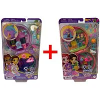 Polly Pocket Spielfigur 2er-Set Polly Pocket HWN96 Delfin Rettungsstation Schatulle und HWN98