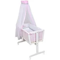 Baby-Delux Stubenbett Babywiege Komplettset, Schaukelwiege Weiß 90x40cm Komplett Bettset Wiegenset