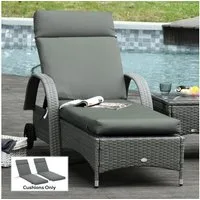 Outsunny Liegenauflage 2er Set, Flammhemmend mit Bänder, 8cm dick, (Liegenauflage, 2 St., Auflage für Sonnenliege), Auflagen für Deckchair 196x55x8 cm Dunkelgrau
