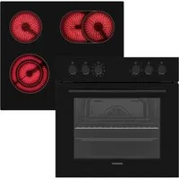 Telefunken Elektro-Herd-Set ECHS65A-B2, VapClean, Einbauherdset, 65 L, Backofen & Glaskeramik-Kochfeld, Hot Air Shield