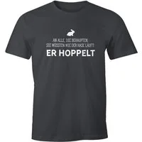 MoonWorks Print-Shirt Herren T-Shirt Spruch an alle die wissen wie der Hase läuft - er mit Print