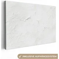 OneMillionCanvasses® Leinwandbild Spachtelmasse - Weiß - Textur, Fotodruck (1 St), Leinwand Bilder Klein, Wand Dekoration Aesthetic 30x20 cm