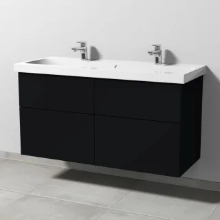 Sanipa 3way Waschtischunterbau zu Geberit iCon Light Waschtisch mit 4 Auszügen, Schwarz-Matt SF57608