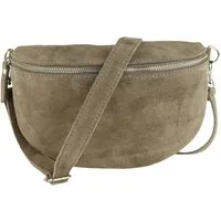 MIRROSI Bauchtasche Damen, Veloursleder, Made in Italy,Umhängetasche, Brusttasche (Schultertasche für jeden Anlass, 28x18x9 cm), Crossbody Bag, Schwarz, gemusterten& verstellbaren Schulterriemen