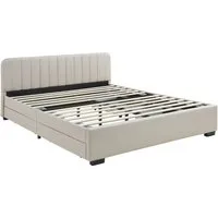 en.casa Polsterbett, »Nofrenna« mit 4 Schubladen 140 x 200 cm Leinen Beige