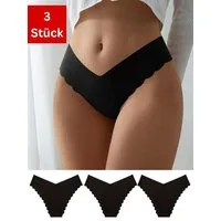 Elegant Love Tangaslip Bequeme Dessous, nahtlose Panties – Sexy Unterwäsche, Brazilian Slips (Packung, 3-St., 3-er Pack) Höschen Lingerie für Damen – Unterhosen mit Muschelsaum