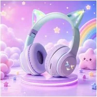 FOSMET Bluetooth Kopfhörer Kinder mit LED-Leuchten 60dBA Lautstärkebegrenzung Over-Ear-Kopfhörer (10 Stunden Spielzeit, Stereo-Sound, Kinderkopfhörer für Tablet/Reisen)