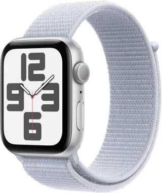Apple Watch SE (2022) [GPS inkl. Sport Loop blaue Wolke] 44mm Aluminiumgehäuse silber