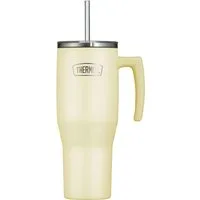 THERMOS Thermobecher REFRESHING SERIES ISOLIERTRINKBECHER mit Strohhalm, 1-tlg., Edelstahl, Kunststoff, Silikon, Titan, 1,10l, 6h heiß & 6h kalt, mit Griff