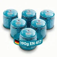 TOM Gaskartusche 190g Stechgaskartuschen Universal Gas, Zubehör für TOM GB-190, 6 St., für Tischkamine, Gasbrenner, Gaskocher, Unkrautbrenner etc.