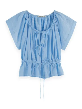 Scotch & Soda - Oberteil mit Stickerei blau - Gr. - 38
