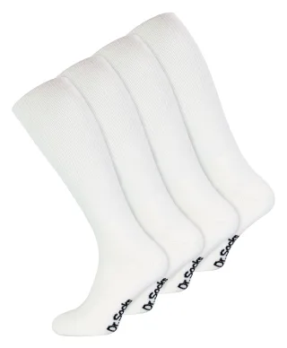 Herren-Kniestrümpfe für Diabetiker | Dr.Socks | Extra breite, lose, lange Bambussocken für geschwollene Beine - weiß
