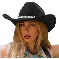 LuxusKollektion Cowboyhut Cowboyhut Damen Herren Western Filz Fedora 1 pc Fedora Hat A Black