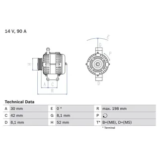 Bosch Lichtmaschine 90A Mercedes A-Klasse Vaneo 1,6 0986041800