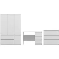 Deine Möbel 24 Jugendzimmer-Set Kinderzimmer-Set SIMO B, mit Kleiderschrank, Schreibtisch und Kommode, (Set, 3-tlg., SIMO - Kollektion), Kindermöbel - Set in Weiß oder Kaschmir