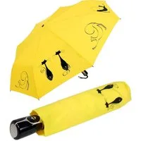 doppler® Taschenregenschirm Damen Auf-Zu Magic Fiber - Cats Best Friends, für Katzen-Liebhaber - elegant, stabil und praktisch
