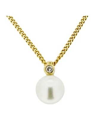 Orolino Halskette 585 Gold mit Brillant 0,03ct. + Perle weiß 7-7,5mm