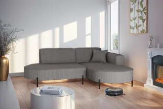 Ecksofa Designersofa VALENCIA XS in Stoff Scala Grau Ottomane Rechts