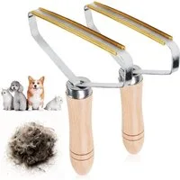 com-four Tierhaarentferner Tierhaarentferner - Reinigungsbürsten mit Holz-Griff, (2-tlg), Hunde- und Katzenhaarentferner für Teppiche, Autositze