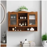 Celya Wandhängeschrank 90 cm Retro-Schiebetürenschrank, mit zwei Türen und drei Ablageflächen, braun