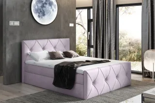 Boxspringbett Schlafzimmerbett LEWIS LUX 160x200cm in Stoff Monolith Pastellv...