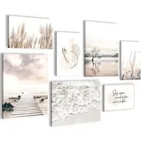 Novart Wandbild Boho Natur Blumen Beige - KOMPLETT AUFHÄNGFERTIG, Strand