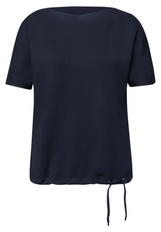 Street One - Dropped Shoulder Shirt mit Rippdetail shadowed navy - Gr. - 36
