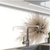 KitchenYeah Küchenrückwand Muster selbstklebend (keine Folie) Blumen - Weiß - Natur - Botanisch, (1-tlg), Spritzschutz, Küche, Rückwand, Küchenwand, Küchenfront, 30x20 cm