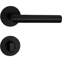 SO-TECH® Drückergarnitur THORE Edelstahl, Flachrosetten, magnetische Cliptechnik, Bad / WC Türen Türgarnitur schwarz galvanisiert