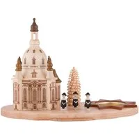 Dregeno Erzgebirge Schwibbogen Teelichthalter mit Dresdner Frauenkirche und Kurrende (14,5cm) von Dre