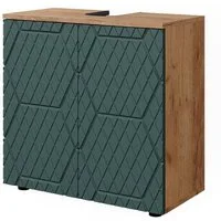 Vicco Waschbeckenunterschrank Irma, Goldkraft Eiche/Grün, 60 x 59 cm (1-St)