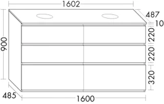 Burgbad Waschtischunterschrank Lin20 Melamin 900x1602x487 Eisblau Matt, SGII160F5395 SGII160F5395