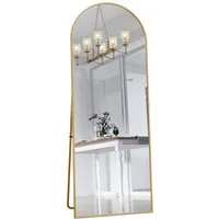 FUROKOY Ganzkörperspiegel Standspiegel Wandspiegel Groß Wand Ganzkörper (Großer Spiegel Bogen Bodenspiegel mit Rahmen, 162x53cm, Gold), Aluminiumrahmen, für Schlafzimmer, Wohnzimmer, Badezimmer