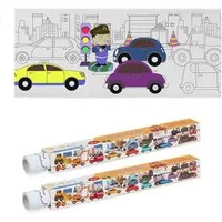 relaxdays Malvorlage Ausmaltischdecken für Kinder 2er Set 3 m (2er Set), Fahrzeuge
