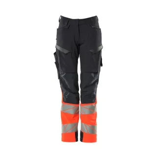 MASCOT Damen Hose mit Knietaschen ACCELERATE SAFE Schwarzblau / Hi-vis Rot 56 - 19178-511-10222-82C56