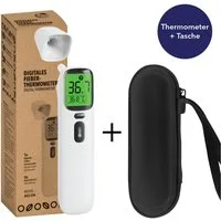 IEA Green Infrarot-Fieberthermometer AOJ-20A kontaktlos, Bundle mit Schutztasche, 2-tlg., Set inkl. Tasche, für Babys/Kinder/Erwachsene, Stirn & Ohr, Farbwarnsystem