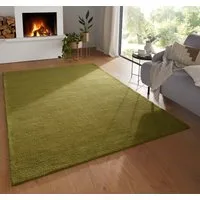 TaraCarpet Wollteppich TaraCarpet Gabbeh Georgia Teppich aus reiner Schurwolle handgearbeite, rechteckig, Höhe: 18 mm, Wollteppich Gabbeh Georgia grün Wohnzimmer Schlafzimmer ca 80x150