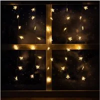 Meinposten LED-Lichtervorhang Lichterkette Sternenvorhang LED warmweiß Lichtervorhang 80x60cm, 6-Stunden-Timer