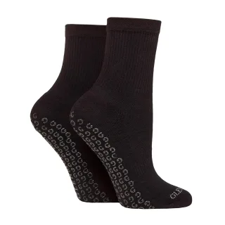 2 Paar Damen Yoga-Grip-Socken | Baumwollgepolsterte Mittellange Fitness-Pilates-Socken