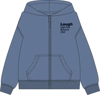 ATTENTION - Kn.-Kap.-Sweatjacke steel blue - Gr. - 104/110