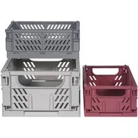 KINDSGUT Allzweckkiste Clara (Komplett-Set, 3 St., 1 tlg), Klappkisten-Set, faltbare Aufbewahrungs-Box aus Kunststoff