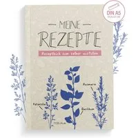 TOBJA Notizbuch Rezeptbuch zum selberschreiben DIN A5 mit Saisonkalender, Kochbuch zum selbst eintragen & gestalten, Softcover