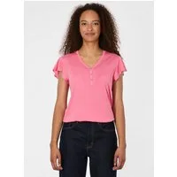 Ragwear V-Shirt mit kurzer Knopfleiste, aus Polyester und Viskose, in Jersey-Qualität