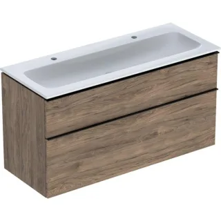 Geberit Icon Waschtisch mit Unterschrank 120 cm 502338JR1 Waschtisch-Set 120x63x48cm, weiß, Korpus nussbaum, Griff lava matt
